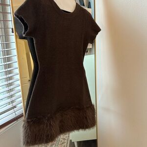 Zara Brown Dress with Fur Trim